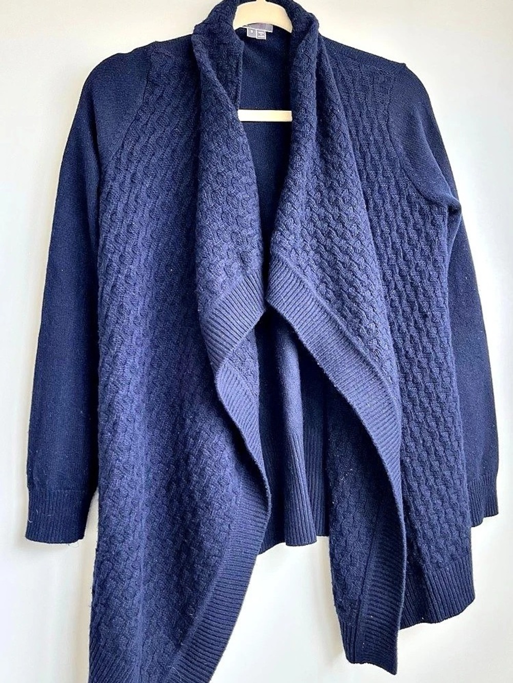 Vince Draped Cashmere Wool Cardigan in Navy Blue Size Small